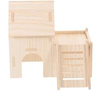 Alasum Maison en Bois Beige pour Petits Animaux Cachette Confortable, Grosse pour Se Reposer, Dormir et Manger, Accessoire pour Cage de Cochon d'Inde et Hamster