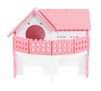 Alasum Maisonnette à Double Couche pour Hamster, Cabane en Bois Écologique Grosse Taille, Rose et Blanc, Aire de Jeu et Cachette pour Petits Animaux, Adaptée aux Hamsters et Souris