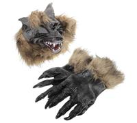 Alasum Masque de Loup Adulte Terrifiant Moufles Assortis, Ensemble Cosplay Halloween 1 Pièce, Matériaux Solide, Accessoires Costume Fête Masques Halloween Effrayants Adultes