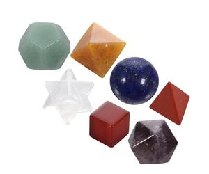 Alasum Pierres de Cristal Solides pour Contemplation et Thérapie Platoniciens Ensemble de 7 avec Formes Géométriques Sacrées pour Présents de Noël