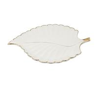 Alasum Plateau à Bijoux en Céramique Blanc de Feuille, Assiette de Présentation Créative pour Rangement et Exposition de Bijoux