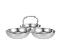 Alasum Plateau Alimentaire en Acier Inoxydable Argenté à 3 Compartiments Rond, Usage Polyvalent Séparation des Aliments, Design Simple et Élégant pour Buffet ou Apéritif
