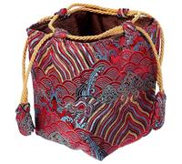 Alasum Pochette de Rangement Carrée Design Élégant et Simple Rouge en Tissu Coton Cordon Facile à Ouvrir et Fermer pour Sachet D'emballage de Tasse à Thé