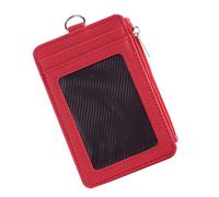 Alasum Porte-Badge Manchon de Solide en PU Rouge Accès Rapide pour Cartes D'identification et Bus Travail et