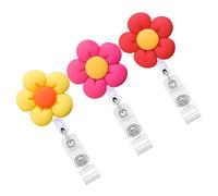 Alasum Porte-badges Rétractables de Fleur 3 Pièces en Acier Inoxydable et Pp, Accessoire de Travail pour Infirmières, Étudiants et Personnel de Bureau