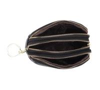 Alasum Porte-Monnaie et Grosse Capacité Noir Fermeture Éclair en Cuir de Vachette Texture Fine Anneau Porte-clés, pour Fille ou Petite Amie