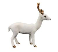 Alasum Renne Miniature Simulation en Peluche Synthétique Blanche, Modèle Animal Sauvage Décoratif pour Bureau et Jeu Éducatif Garçon et Filles, Ornement Créatif Réaliste pour Noël