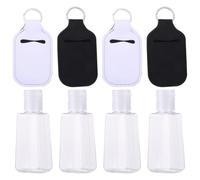 Alasum Set de Bouteilles Rechargeables 30ml avec Bouchon à Clapet et Porte-clés Design Unique Lot de 8 en Néoprène Blanc Flacons Portables pour Savonnette, Lotion et Liquides