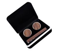 Alasum Set de Boutons de Manchette en Bois de Noyer Marron et Pince à Cravate Légère en Alliage pour Homme, Accessoires Rapides et Faciles à Utiliser, pour Mariage et Affaires