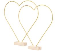 Alasum Sets de Anneaux Métalliques de Cœur Lot de 2 Design Simple et Résistant avec Base en Bois pour Macramé pour Décoration Mariage pour Macramé et Attrape-rêves