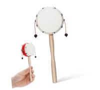 Alasum Tambourin à Main Traditionnel en Bois et Peau de Mouton pour Bébé, Portable, Anneau de Dentition, Jouet Musical Sensoriel, Développement Moteur, né, Présent Éducatif