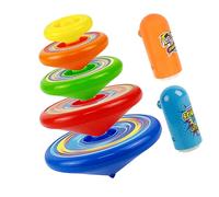 Alasum Toupie Garçon et Filles à Main, 1 Set Plastique, Plateau de Combat | Design Empilable, Bords Lisses, Lanceur Inclus, Jeu Intérieur, pour Tables et Tapis Couleur Aléatoire