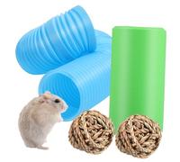 Alasum Tunnel pour Hamster et Cache-Cache avec Boules Herbe Tressée Amusant pour Cage de Petits Animaux de Tubes Bleus Boules Herbe pour Jeu et Entraînement Actif