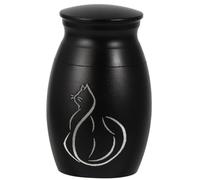 Alasum Urne Funéraire Acier Inoxydable pour Chat avec Motif Chat Noir Urne Cendres Animaux Légère avec Couvercle à Vis Décorative pour Maison Salon Chambre