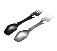 Alasum Ustensile Multifonction 2pcs en Acier Inoxydable Léger et Antirouille pour Pique-niques et Camping, Cuillère Fourchette Ouvre-bouteille Pratique