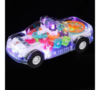 Alasum Voiture Mécanique Lumineuse Transparente à Rouages Musique, Électrique pour Garçon et Filles 1-3 Ans, Inclus Tournevis, Voiture Miniature Éducative et Sonore