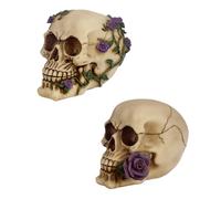 ALATOR Puckator Tête de Mort avec Rose Violette, Multicolore, Hauteur 11 cm, Largeur 9,5-10,5 cm, Profondeur 14 cm