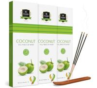 Alaukik Lot de 3 paquets de 12 bâtons d'encens roulés à la main 50 g avec porte-encens JRose (noix de coco)