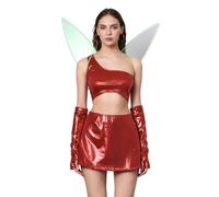 Alaurbeauty Costume Winx Club pour Femme - Flore, Stella, Musa, Layla Aisha - Déguisement pour Fête, Carnaval, Halloween (Rouge)