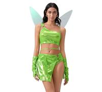 Alaurbeauty Costume Winx Club pour Femme - Flore, Stella, Musa, Layla Aisha - Déguisement pour Film, Série, Fête, Carnaval, Halloween (Vert)
