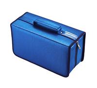 ALAVISXF - Étui de rangement pour CD et DVD - Capacité de 160 - En nylon - Avec fermeture éclair - Pour voyage en voiture - Bleu