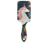 ALAZA Brosse à cheveux démêlante à coussin d'air pour femmes et enfants, motif licorne, fleurs, peigne à cheveux pour cheveux longs, épais, bouclés et ondulés