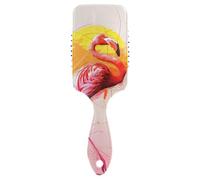 ALAZA Brosse à cheveux pagaie pour femmes et enfants, flamant rose debout sur une jambe circulaire représentée dans le style d'une ligne fine, les couleurs prédominantes I Gairls Brosse à cheveux