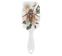 ALAZA Brosse à cheveux pour femmes et enfants, cigales et fleurs, brosse démêlante à coussin d'air, peigne à cheveux pour cheveux longs, épais, bouclés et ondulés