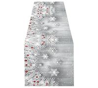 ALAZA Chemin de table double face en forme de flocon de neige argenté - 45,7 x 182,9 cm de long - Pour mariage, fête d'anniversaire, cuisine, salle à manger, décoration quotidienne