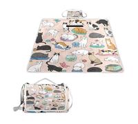 ALAZA Couverture de pique-nique rectangulaire imperméable, motif chaton amusant, portable, pliable, tapis d'extérieur pour voyage, randonnée, camping, parc, 150 cm x 145 cm