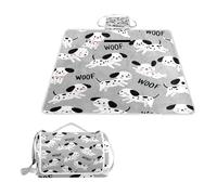 ALAZA Couverture de pique-nique rectangulaire imperméable, motif chiens mignons, gris, tapis d'intérieur pliable pour voyage, randonnée, camping, parc, 150 cm x 145 cm