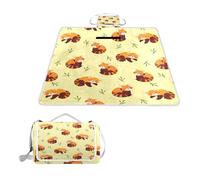 ALAZA Couverture de pique-nique rectangulaire imperméable, motif panda rouge, feuilles de bambou, tapis d'extérieur pliable pour voyage, randonnée, camping, parc, 150 cm x 145 cm