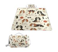 ALAZA Couverture de pique-nique rectangulaire imperméable pour chien, cavalier de Noël, épagneul King Charles Spaniel, portable, pliable, tapis d'extérieur pour voyage, randonnée, camping, parc, 150
