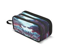 ALAZA Grande trousse à crayons Howl Wolves avec lune et tête de mort pour filles, garçons, adultes, école, bureau