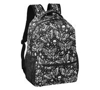 ALAZA Sac à dos pour enfants, cartable, crânes, squelettes, surf, grande capacité, sac à dos pour étudiants, sac à dos pour garçons et filles, Skull I8854, M, Skull I8854