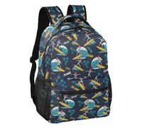 ALAZA Sac à dos pour enfants, cartable, crânes, squelettes, surf, grande capacité, sac à dos pour étudiants, sac à dos pour garçons et filles, Skull I27321, M, Skull I27321