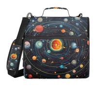 ALAZA Sac de classeur à 3 anneaux, anneaux en D de 3,8 cm, organisez facilement 2,5 cm, s'adapte au papier de format lettre, univers galaxie planète grand organiseur à fermeture éclair à 3 trous pour