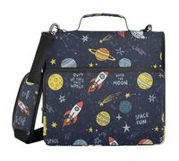 ALAZA Sac de classeur à 3 anneaux, anneaux en D de 3,8 cm, organisez facilement 2,5 cm, s'adapte au papier de format lettre, Space Rocket Planet Grand organiseur à fermeture éclair à 3 trous pour