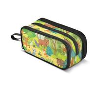 ALAZA Trousse à crayons avec motif loup, cerf, renard, ours et raton laveur, pour étudiant, école, bureau, Multicolore, L