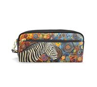 ALAZA Trousse à crayons, trousse de maquillage zèbre, grande capacité, étanche, fermeture éclair, plusieurs compartiments pour étudiants, femmes, filles, Zebra R0079, Taille unique, Zebra R0079