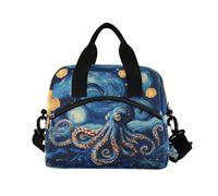 ALAZA Van Gogh Sac à déjeuner isotherme avec lampe Octopus Nuit étoilée Grande capacité Sac fourre-tout Portable pour enfants, filles, garçons, adultes, école, pique-nique, voyage