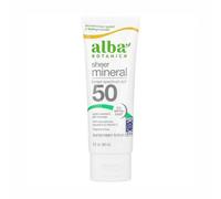Alba Botanica Lotion Solaire Minérale Légère SPF 50 Sans Parfum, 3 Oz