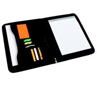 Alba - Conférencier - 2502 - Simili Cuir - Coloris Noir - 28 x 36 cm - Organiseur A4 - Portfolio - Conférencier Document Professionnel - Porte-Bloc - Carte de Visite - Rangement à Soufflet