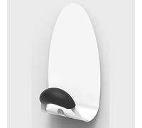 ALBA Patere murale magnetique Blanche, mousse antiderapante noire, charge 5-6 kg L8 x H15 x P7 cm