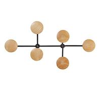 ALBA PMSIX N Acier/Bois Patère Murale À Fixer, Noir/Bois Clair