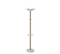 Alba Porte Manteau sur Pied - Bois - 6 Patères - Base Stable Lestée - Montage Facile - Grande Capacité et Support - Idéal Bureau et Entrée Maison