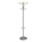 ALBA Portemanteau 4 patères, porte parapluie Gris métal et bois Stily