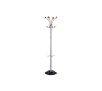 Alba portemanteau stily acier 4 double pateres - coloris gris metal et bois clair