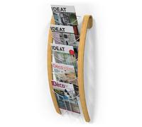 Alba Présentoir catalogues Mural A4 vertical Expo - 5 cases - Profondeur 5 cm - Design bois et blanc