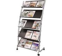 Alba presentoir mobile 5 tablettes 3 documents 24 x 32 cm - coloris gris metal et noir Gris G